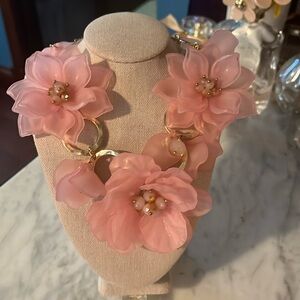 Floral pink necklace great condition. Show stopping peice